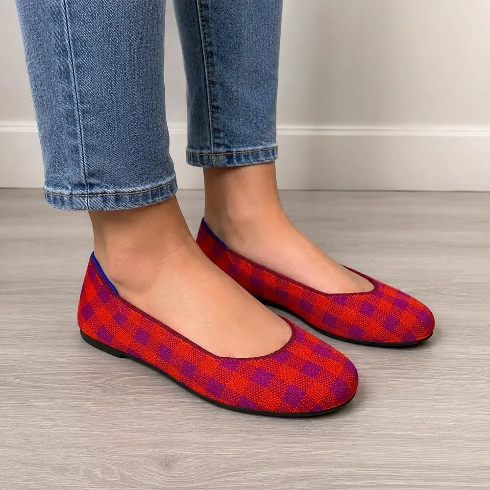 Rothy's The Flat Pomegranate Gingham Retired LE Ballet Flats Women’s 12 NIB